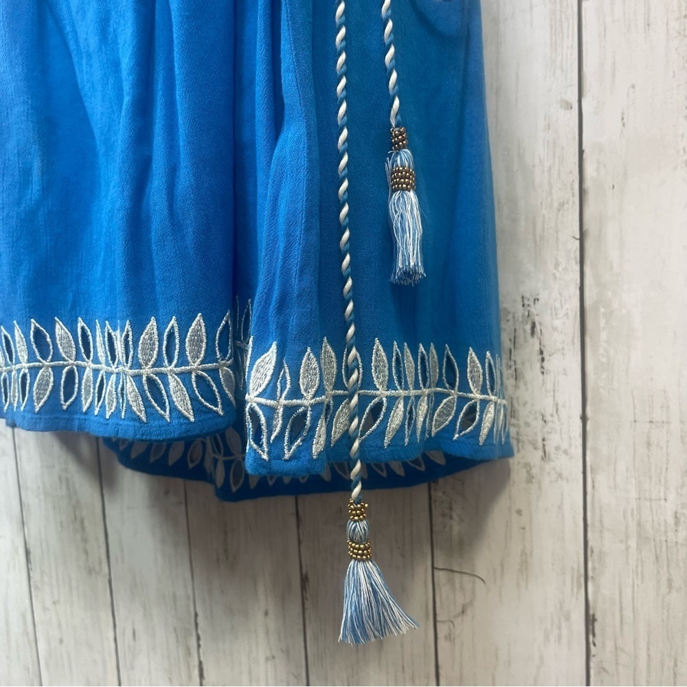 RahiCali Daisy Off-The-Shoulder Embroidered with Tassels Ties Dress Small NWT - Picture 4 of 9